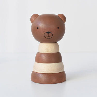 Wood Stacker Bear - colorful wooden toy for stacking and learning, perfect for babies and toddlers.