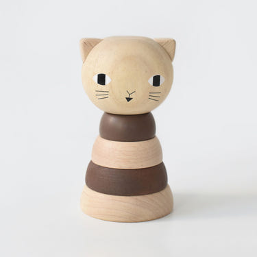 Wood Stacker Cat - colorful wooden toy for babies, promoting fine motor skills and imaginative play.