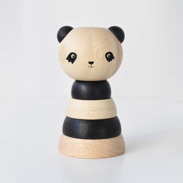 Wood Stacker Panda - Colorful wooden toy for babies, promoting fine motor skills and imaginative play.