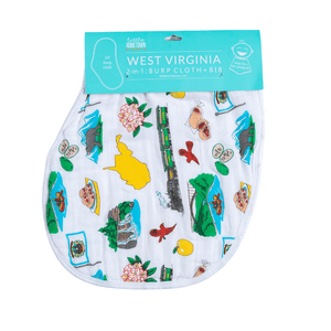 West Virginia Baby Giftset:  Baby Swaddle Blanket and Burp/Bib Combo Hospital Coming Home Essential