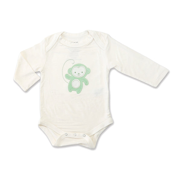 Bamboo Long Sleeve Onesie (Pistachio Monkey)