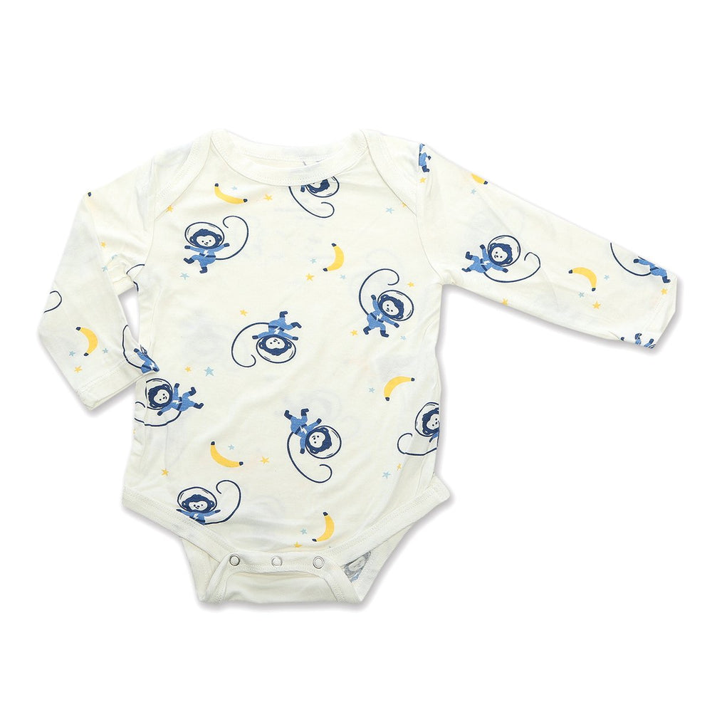 Bamboo Long Sleeve Onesie (Space Monkey Print)