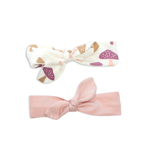 Bamboo Headbands 2 pack (Mushroom Meadow Print/Powder Pink)