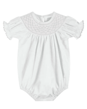 White and Pink Smocked Bubble Romper