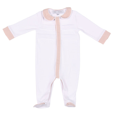 MON BEAU TROUSSEAU | Girls White & Dusty Rose Cotton All-in-One - MOOGCO Baby