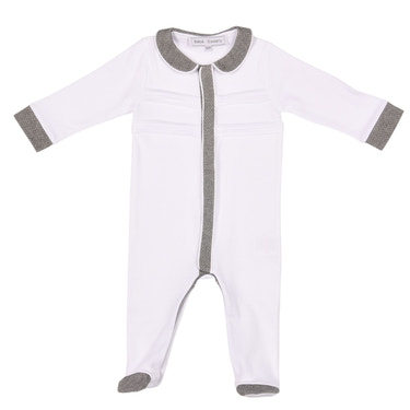 MON BEAU TROUSSEAU | Boys White & Grey Cotton All-in-One - MOOGCO Baby