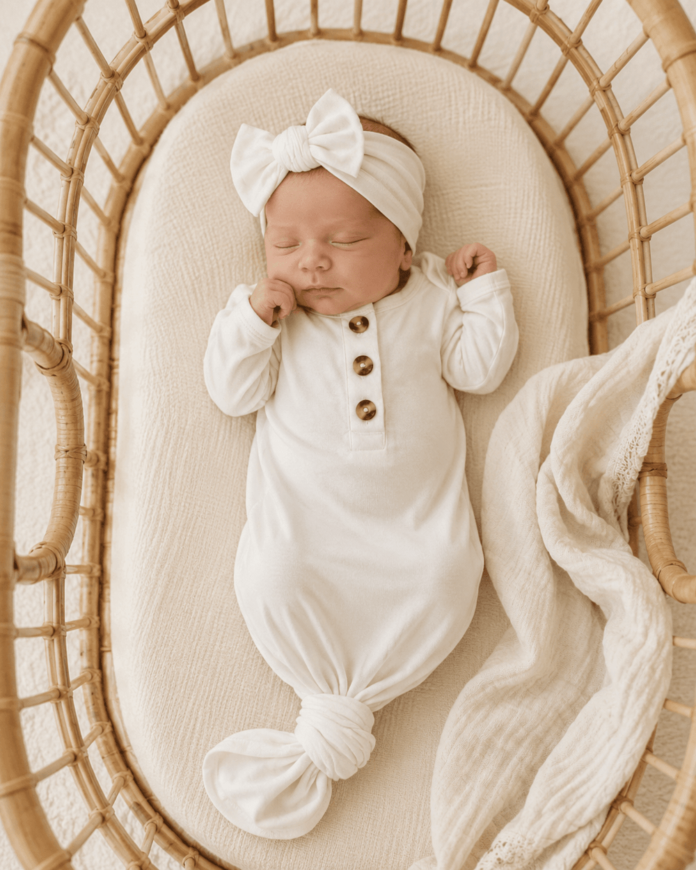 Knotted Baby Girl Headband - White