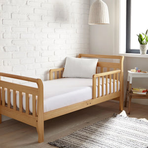 Cooling bamboo crib fitted sheet at an angle, perfect for a comfortable baby's sleep.