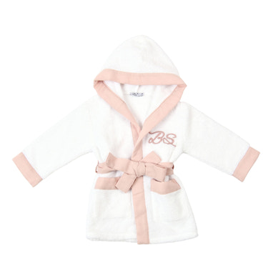 MON BEAU TROUSSEAU | Girls White & Dusty Rose Bathrobe - MOOGCO Baby