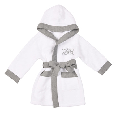 MON BEAU TROUSSEAU | Boys White & Grey Bathrobe - MOOGCO Baby