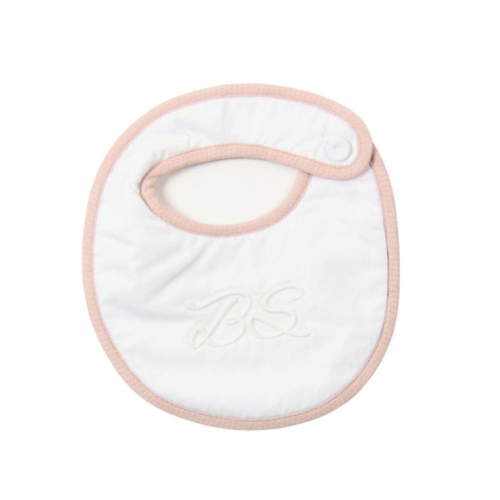 MON BEAU TROUSSEAU | Girls White & Dusty Rose Cotton Bib