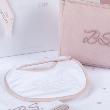 MON BEAU TROUSSEAU | Girls White & Dusty Rose Cotton Bib - MOOGCO Baby