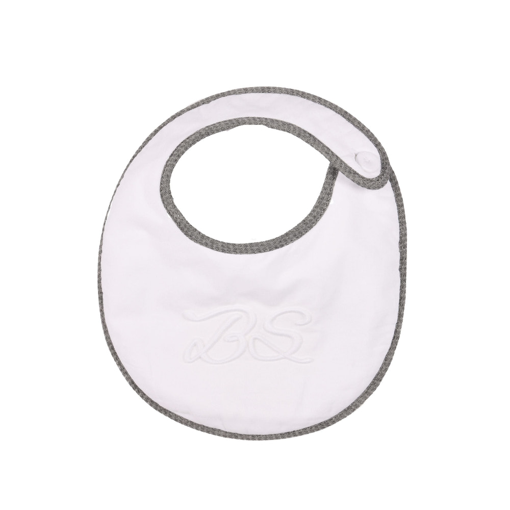 MON BEAU TROUSSEAU | Boys White & Grey Cotton Bib - MOOGCO Baby