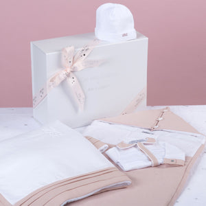 MON BEAU TROUSSEAU | Girls White & Dusty Rose Cotton Blanket