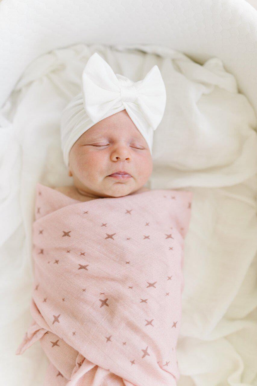 Solid White Bamboo Baby Bow Hat