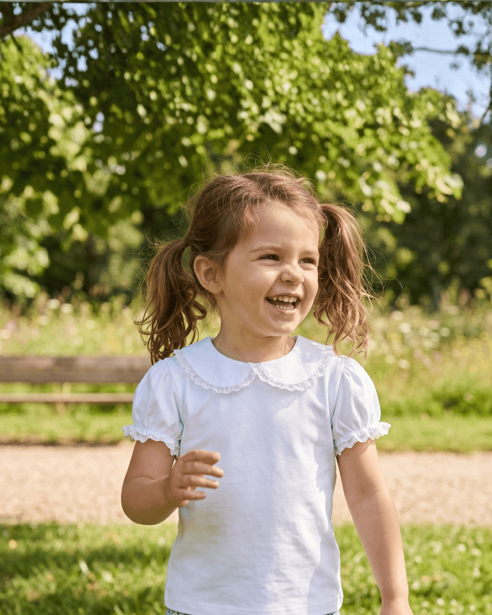 White collared lace sleeve shirt for babies, perfect for stylish and comfortable outfits.
