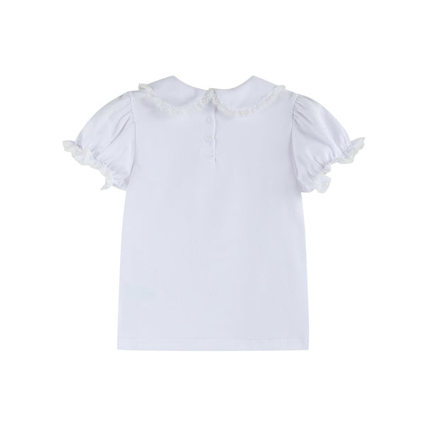 White Collared Lace Sleeve Shirt