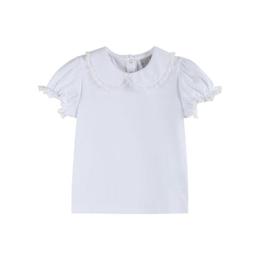 White collared lace sleeve shirt for babies, perfect for stylish and comfortable outfits.