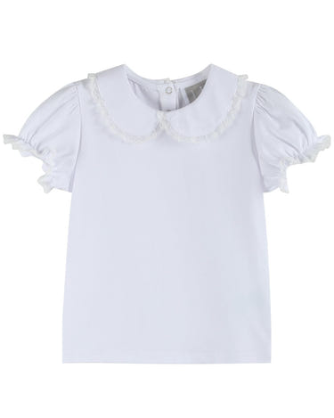 White Collared Lace Sleeve Shirt