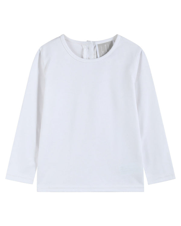 White Cotton Layering Girls Shirt