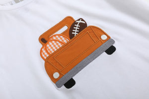 White Football Truck Shirt and Brown Pants Set