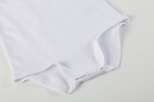 White lace collared girls long sleeve bodysuit romper, angle 4 view, perfect for stylish baby outfits.