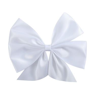White Satin Large Bow Hair Clip - MOOGCO Baby