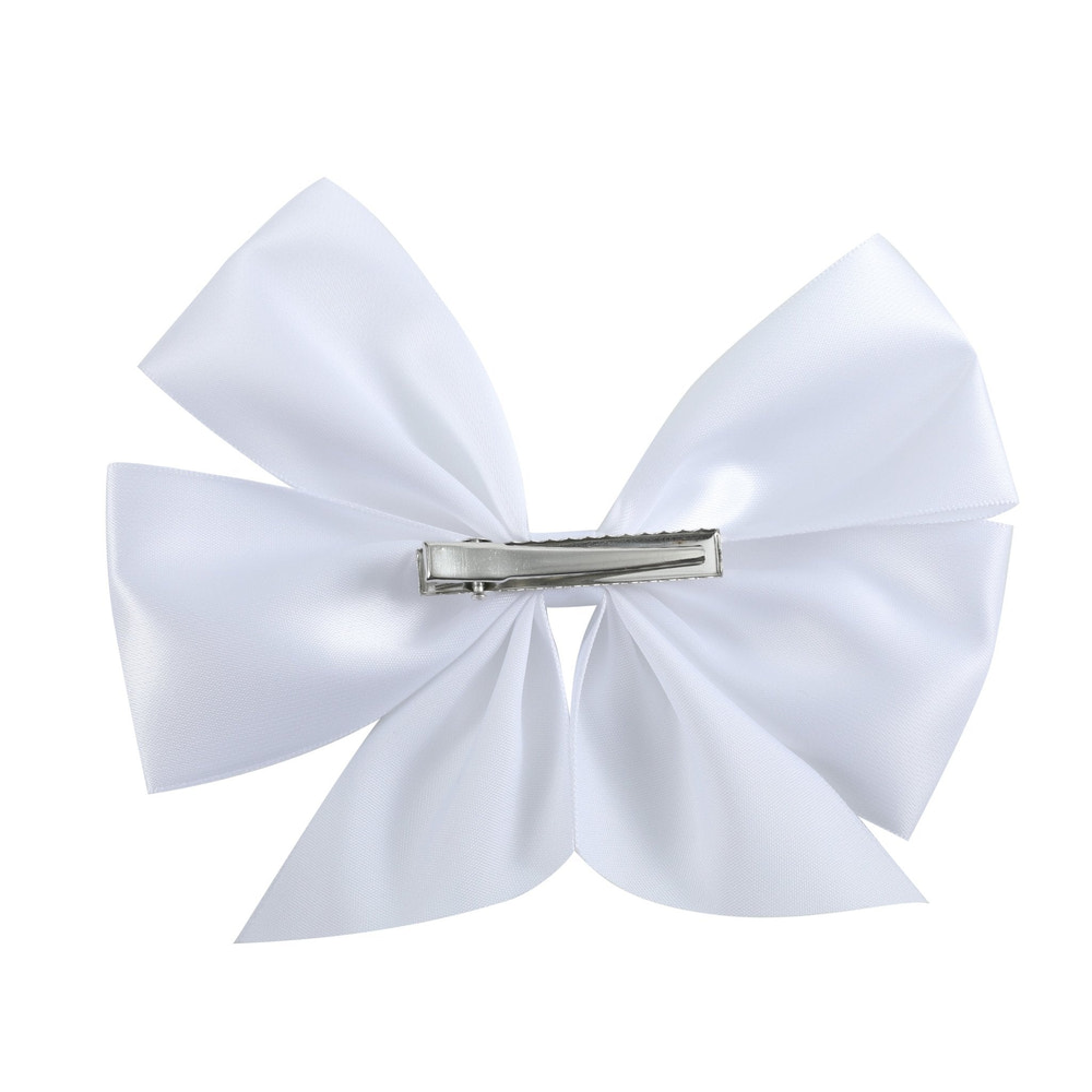 White Satin Large Bow Hair Clip - MOOGCO Baby