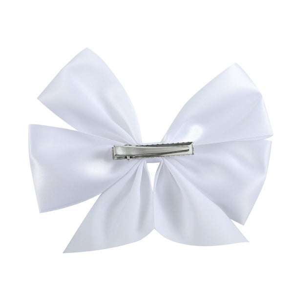 White Satin Large Bow Hair Clip