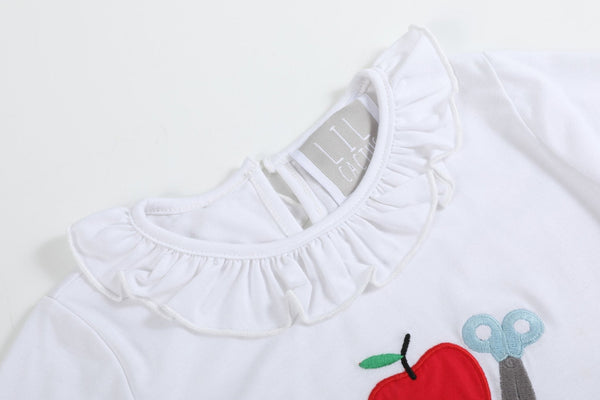 White School Ruffle Top and Blue Skort Set