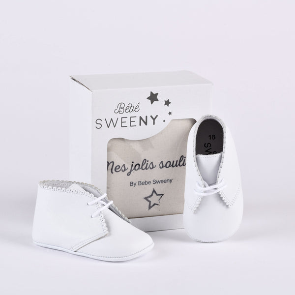 Boys White Leather Pre-Walker Shoes