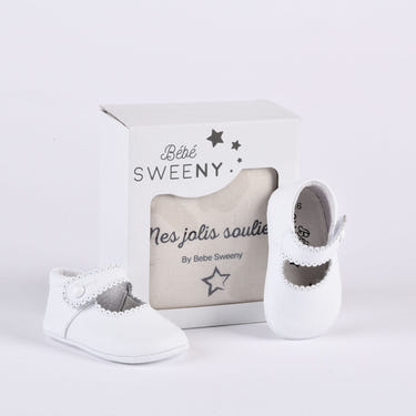 Girls White Leather Pre-Walker Shoes - MOOGCO Baby