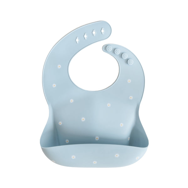 Mushie Silicone Baby Bib Adjustable Neck Strap Deep Pocket