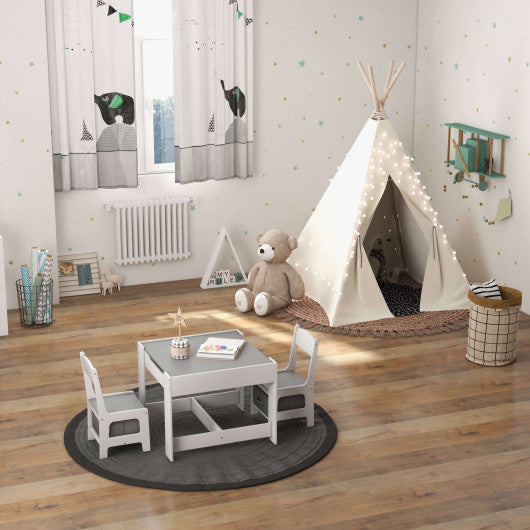 Kids Table Chairs Set With Storage Boxes Blackboard Whiteboard Drawing