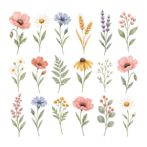 Wildflower Wall Decals, Set of 18 - product only on white background