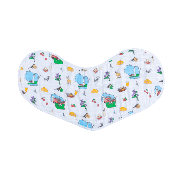 Wisconsin Baby Giftset:  Baby Swaddle Blanket and Burp/Bib Combo Newborn Essentials for Feeding and Comfort