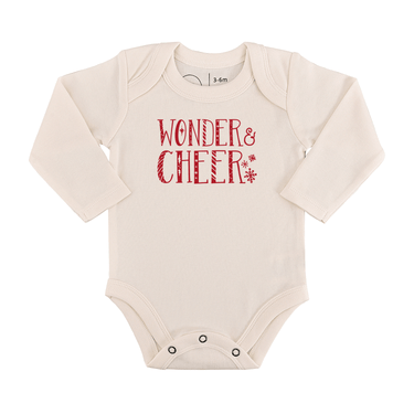 Long sleeve graphic bodysuit from Wonder and Cheer, perfect for stylish and comfortable baby outfits.