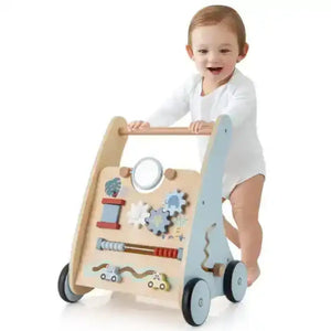 Wooden Baby Push and Pull Walker with Multi-Activity Learning Center Baby Walkers