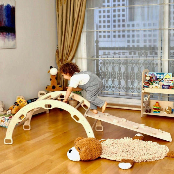 Climbing Arch with Rockwall Ramp and Star Pillow Set | Montessori Toys Set