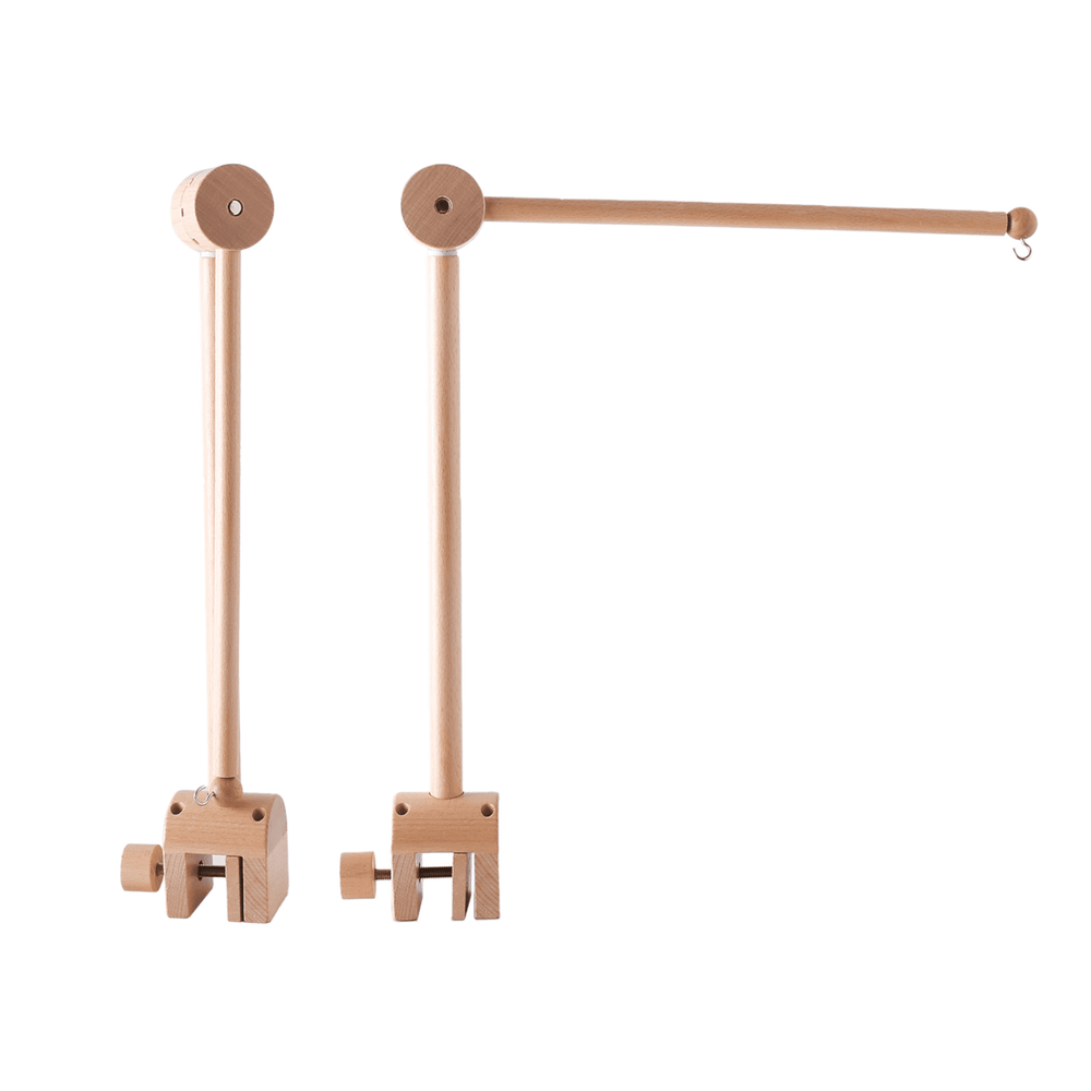 Wooden mobile holder for babies, stylish and functional furniture for nursery decor.
