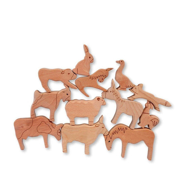 Wooden Farm Animals Set - MOOGCO Baby