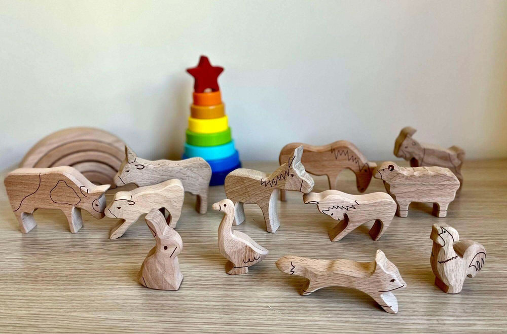 Wooden Farm Animals Set - MOOGCO Baby