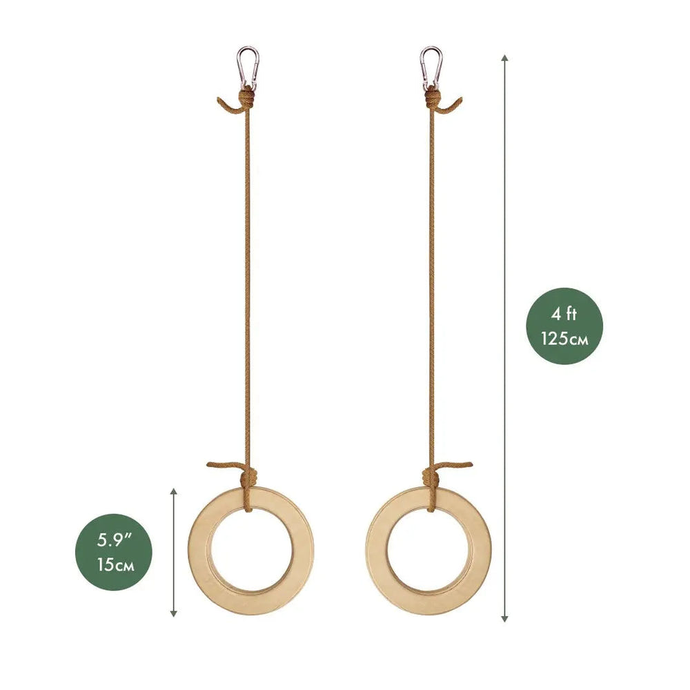 Wooden gymnastic rings for kids, perfect for active play and developing strength, featured as the main product image.