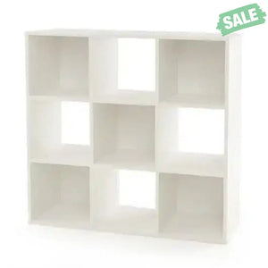 Wooden Kids Bookcase with Storage Cubbies and Anti-toppling Devices-White White Kids Storage