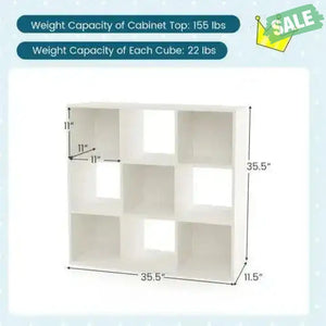 Wooden Kids Bookcase with Storage Cubbies and Anti-toppling Devices-White White Kids Storage