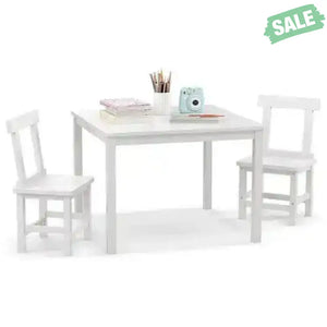 Wooden Kids Table and 2 Chairs Set with Anti-slip Foot Pads-Gray Kids Table & Chair Sets