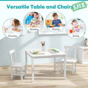 Wooden Kids Table and 2 Chairs Set with Anti-slip Foot Pads-Gray Kids Table & Chair Sets