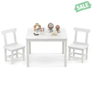 Wooden Kids Table and 2 Chairs Set with Anti-slip Foot Pads-Gray Kids Table & Chair Sets