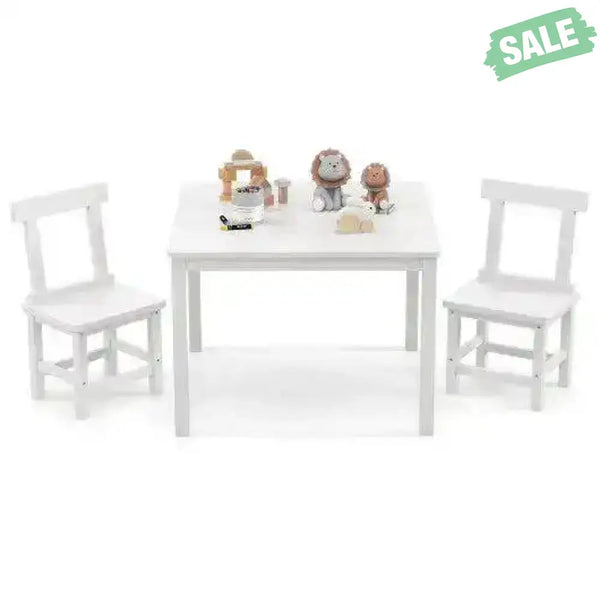 Wooden Kids Table and 2 Chairs Set with Anti-slip Foot Pads-Gray Kids Table & Chair Sets