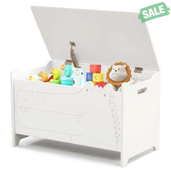 Wooden Kids Toy Box with Safety Hinge-Green Kids Storage